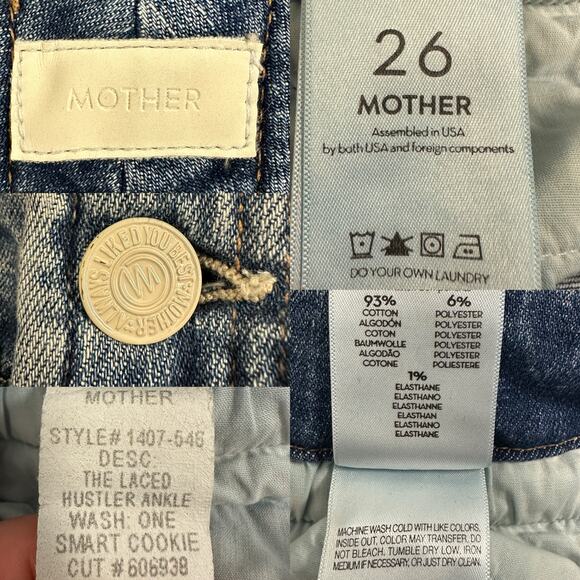 Mother Laced Hustler Ankle Jeans One Smart Cookie Wash‎ Boho Coastal Cowgirl 26 - Picture 10 of 11